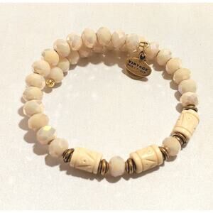 Alex and Ani Deep Sea Wrap Shore Gold Wrap Beaded Bangle Bracelet EUC